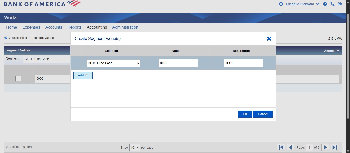 Then enter the description of the new code as given in the email from the Director of Accounting or designee.
