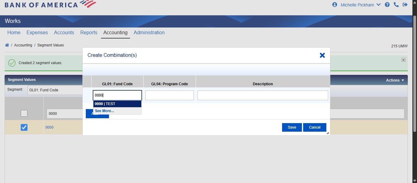 Select the code from the populated drop down.
