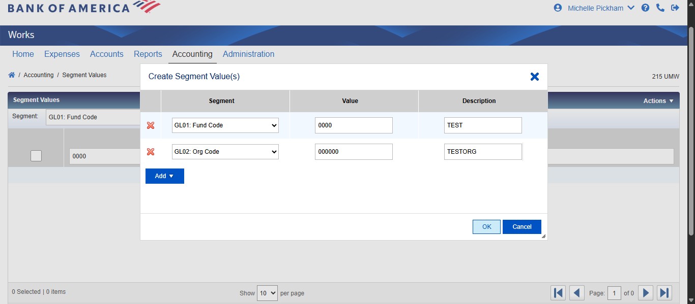 Once you are done creating all segment values, click on "OK"