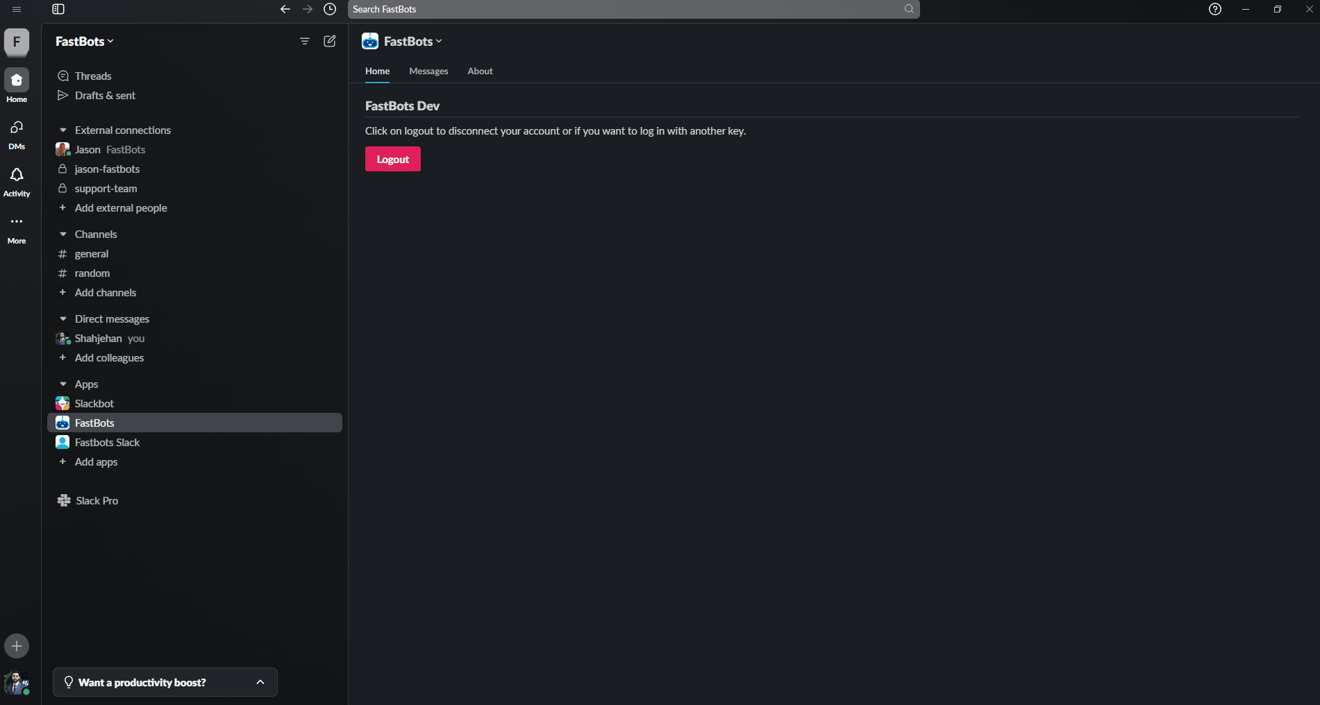 Click on the "Logout" button