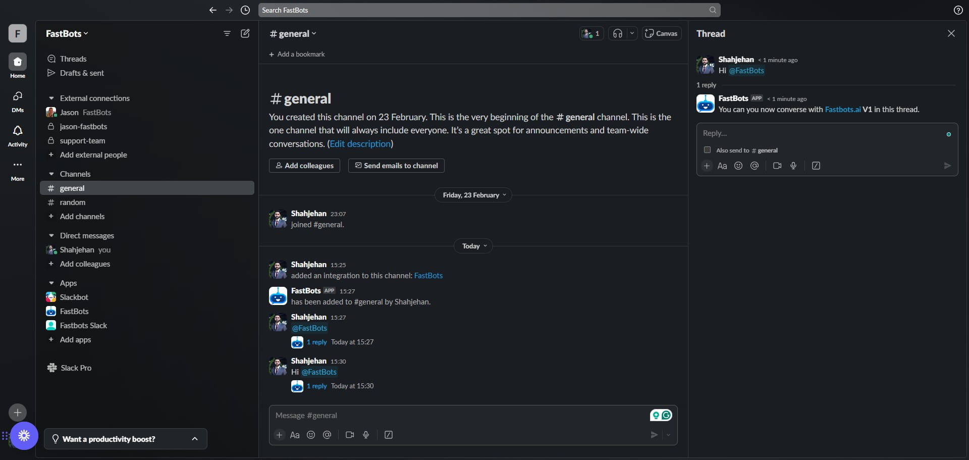 Done 🚀 You have successfully integrated your chatbot with Slack.