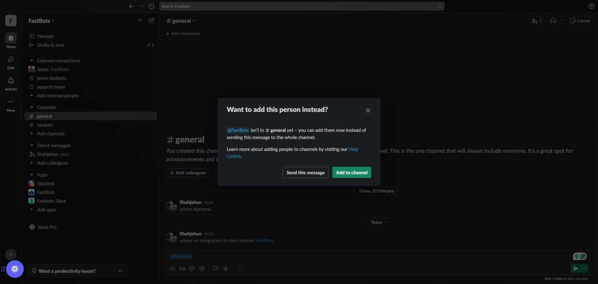 Click on the "Add to channel" button.