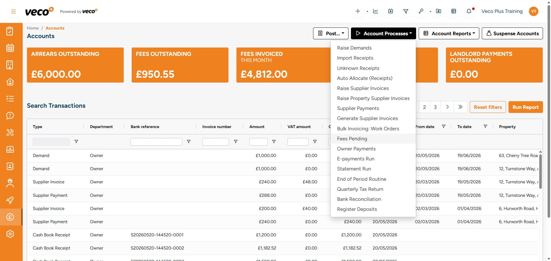 Select 'Fees Pending'