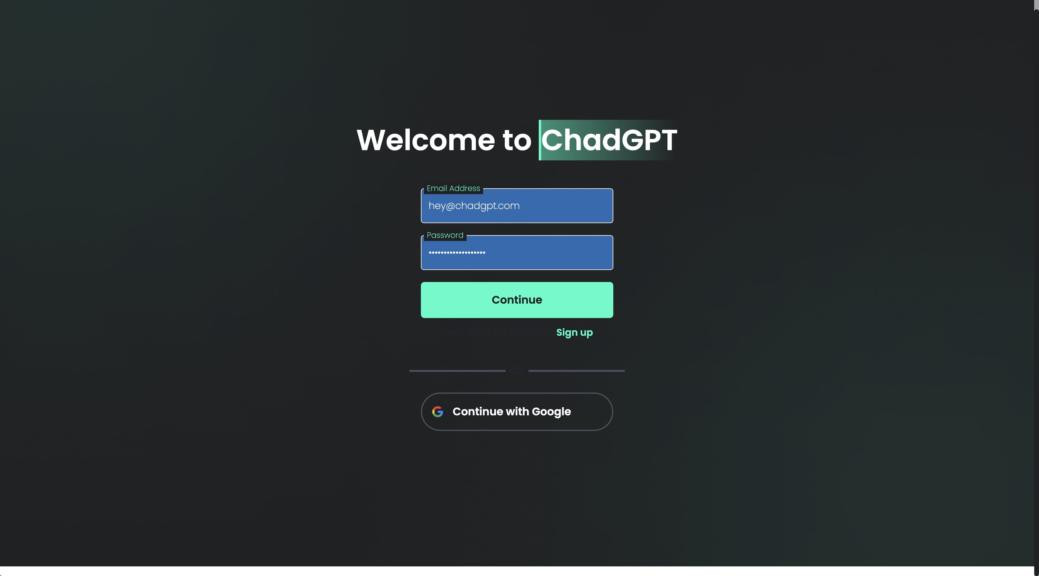Enter your username/password. Click on "Continue"