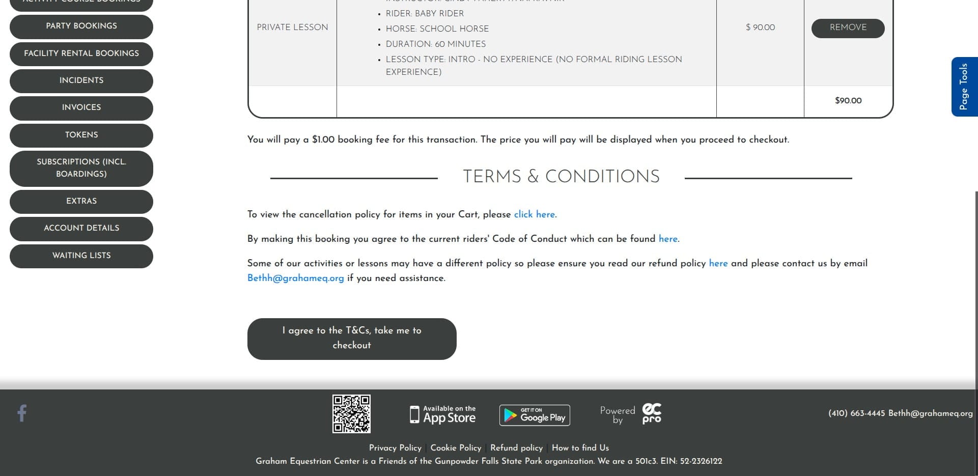 Click on "I agree to the T&Cs, take me to checkout"