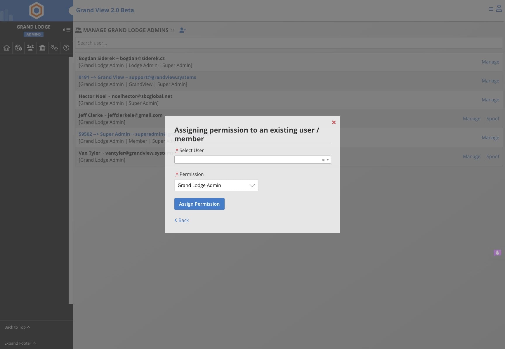 Select user from the list