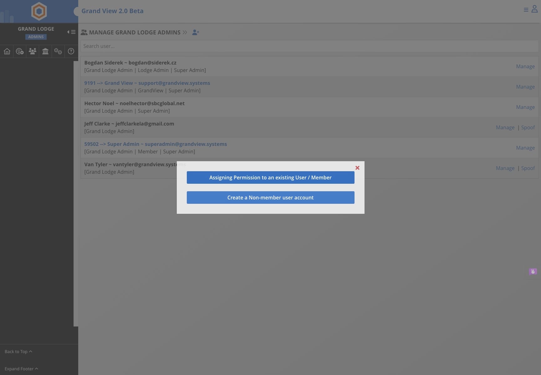 Click on "Assigning Permission to an existing User / Member"
