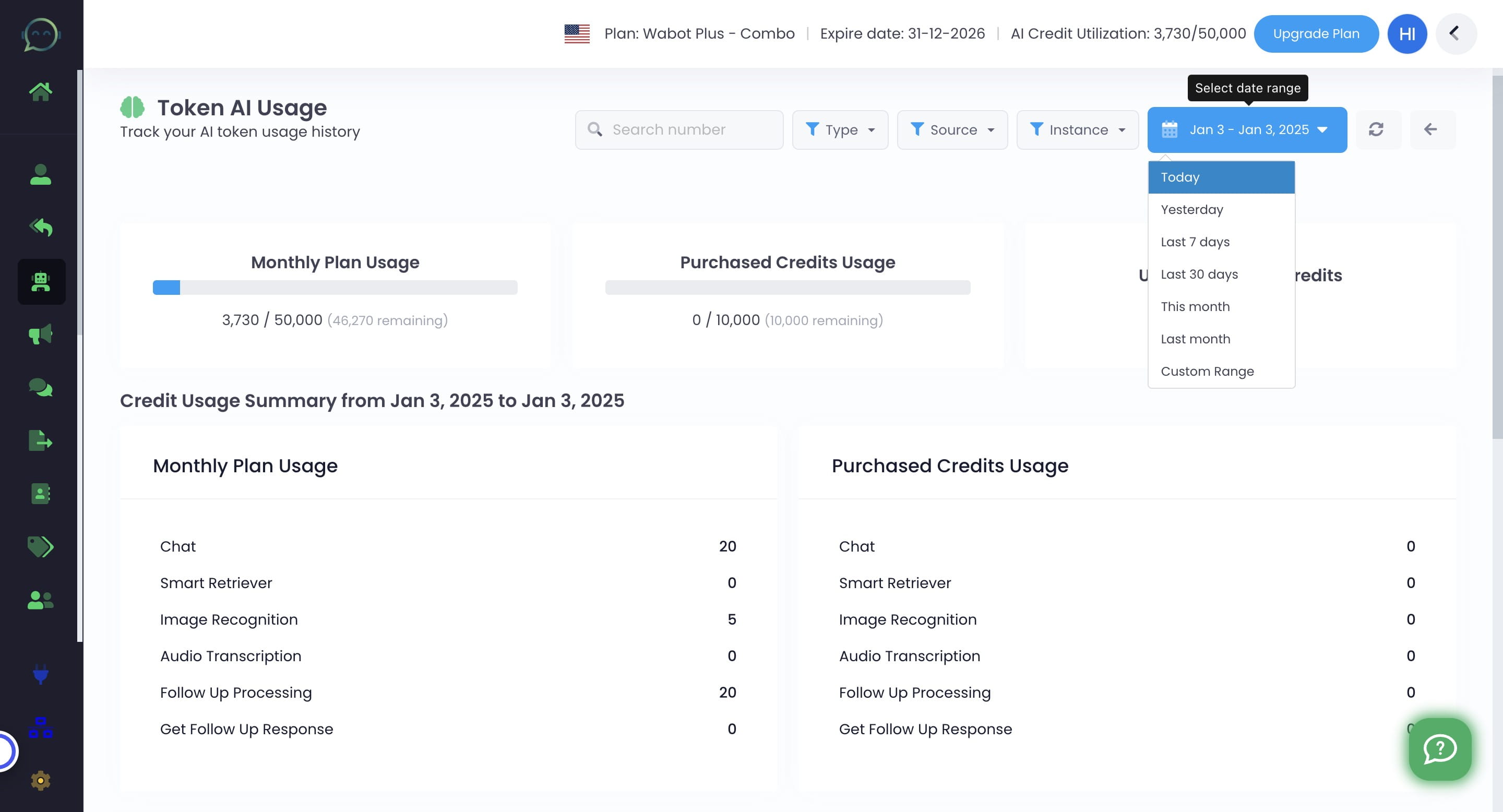 Select the date range