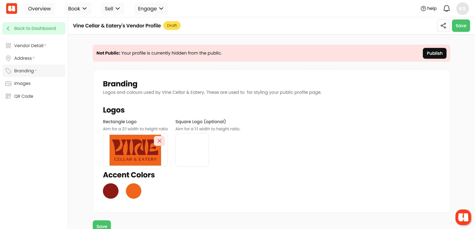 Personalise your public profile with your logo and brand colours. 