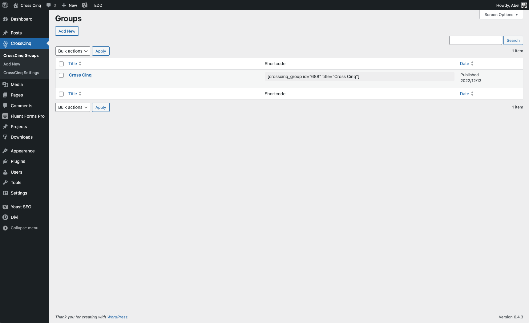 Click on "CrossCinq Settings" from the CrossCinq plugin option in the left sidebar