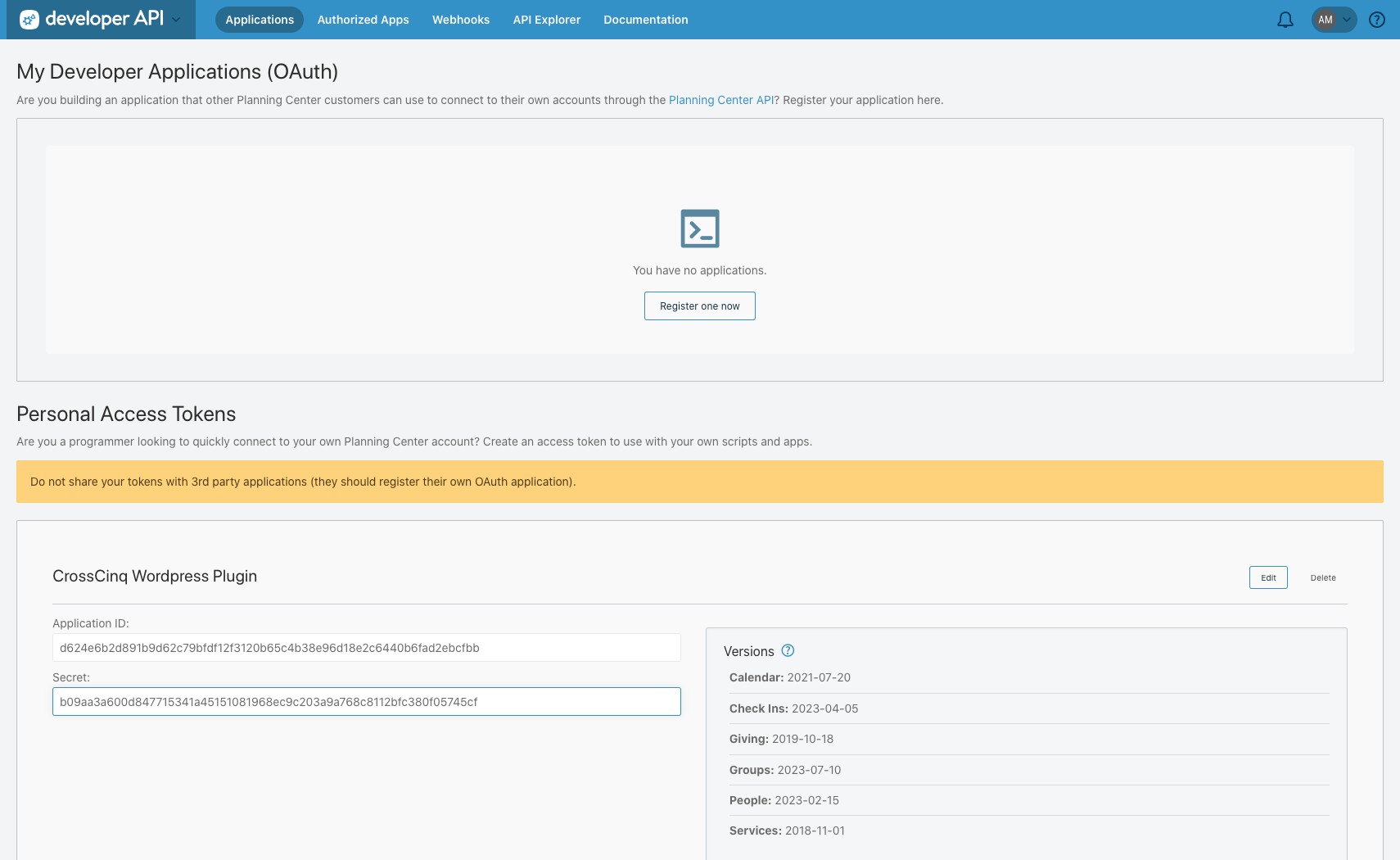 Click the carrot in the top left corner, next to "developer API"