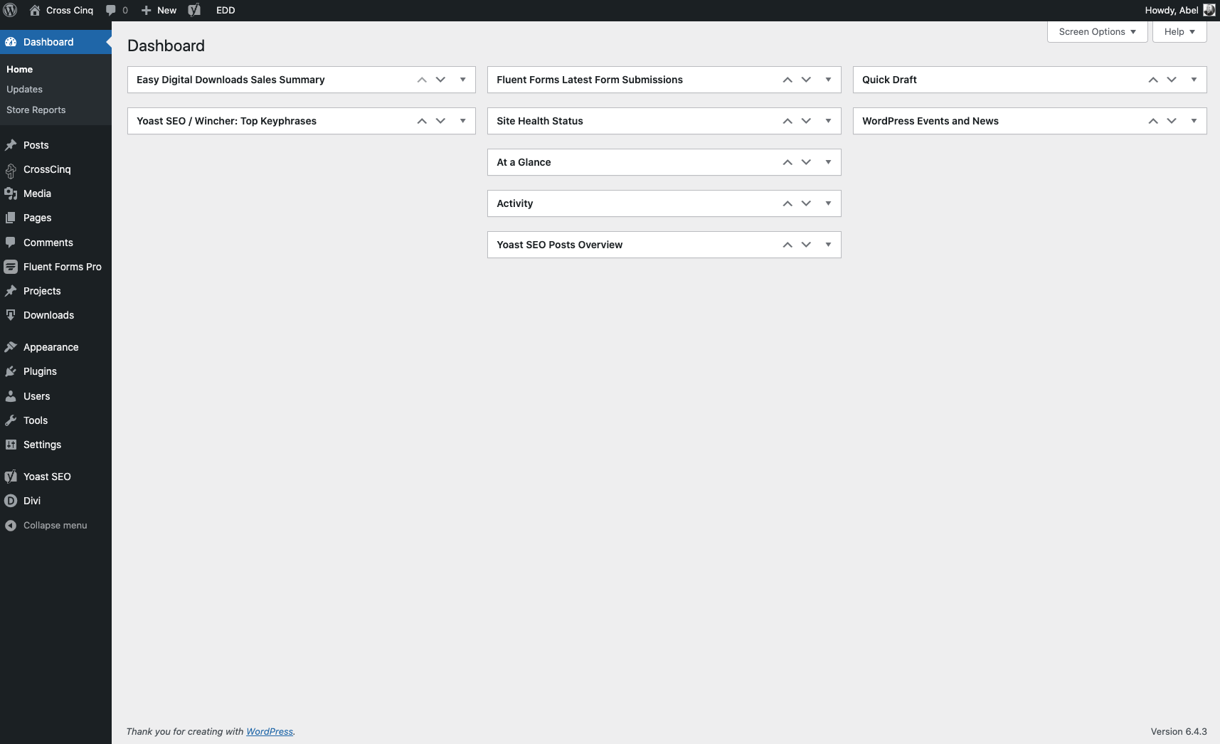 Login to the backend of your site and click on the "CrossCinq" menu option in the left sidebar