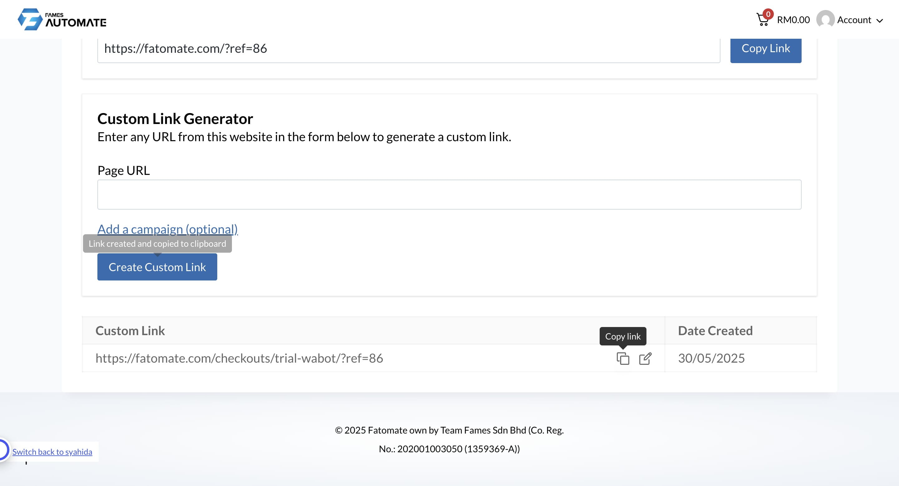 Click this icon to copy the link