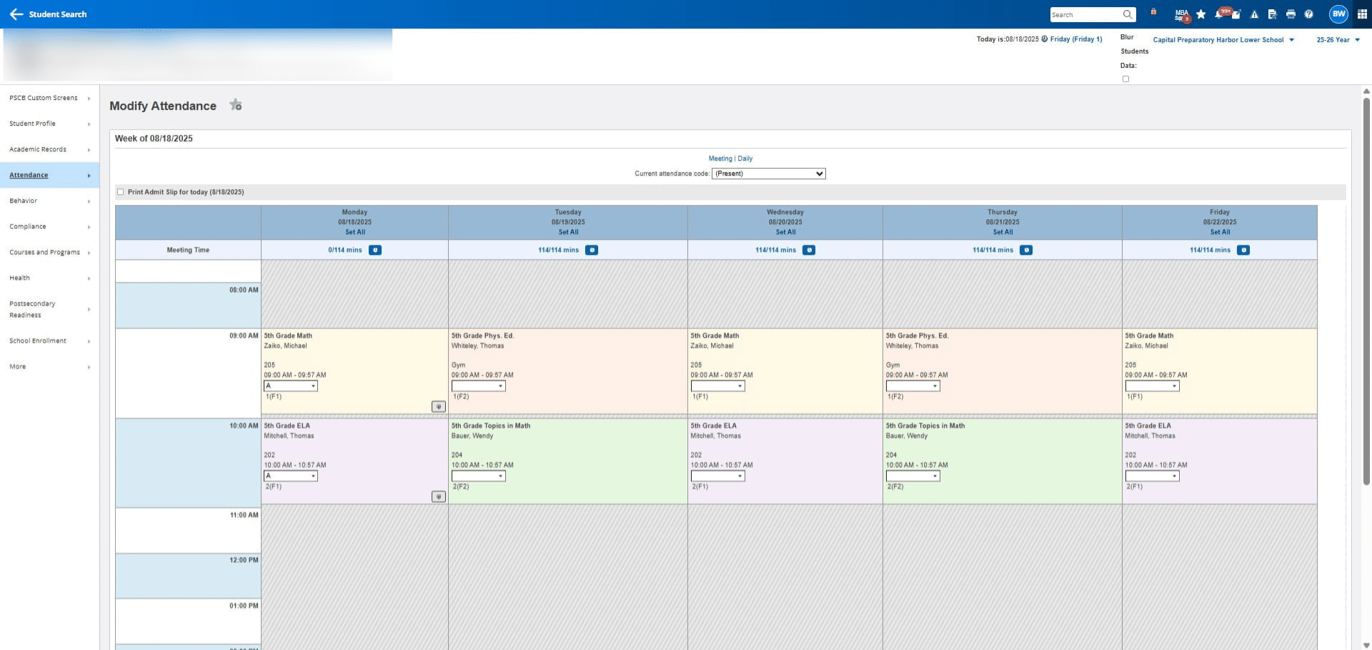 Click on "Attendance"