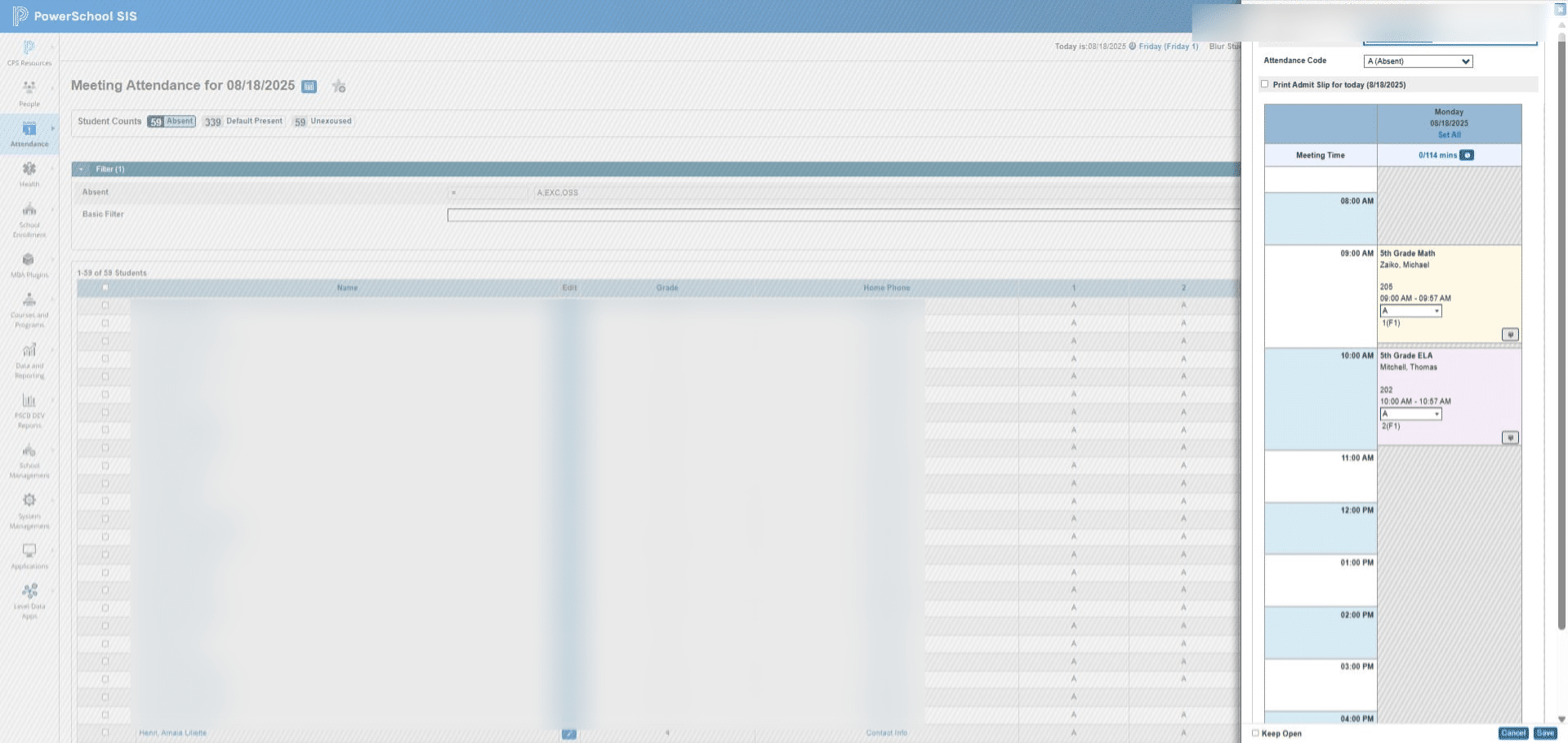 Click on the drop down button next to Attendance Code