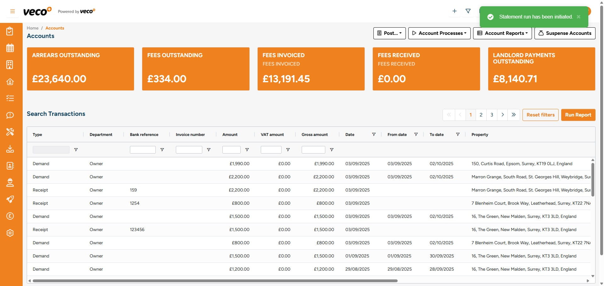 The background process to run the Statements will then be initiated, you will get a notification in the notification centre when this process has been completed