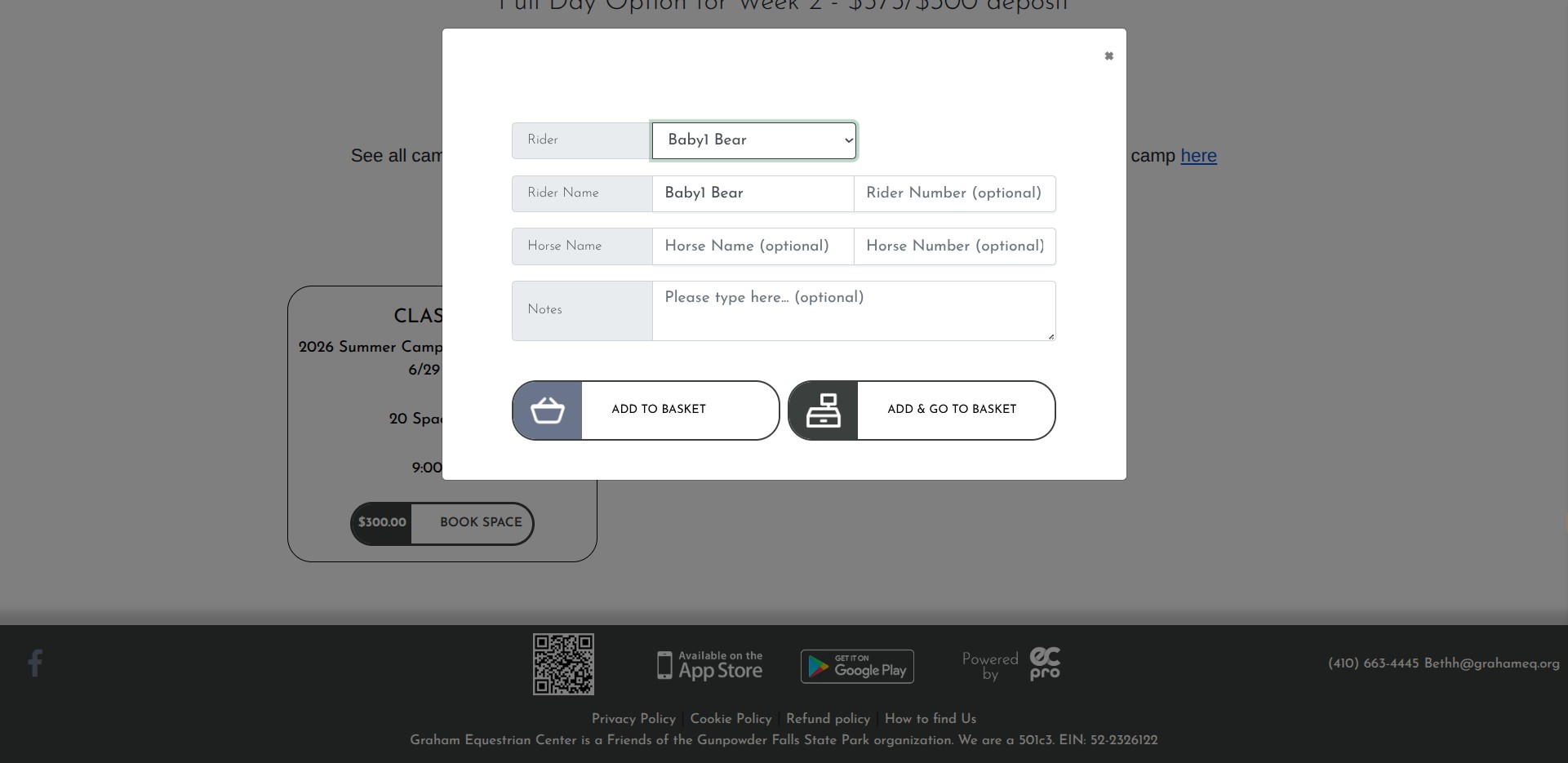 Click on "Add To Basket"