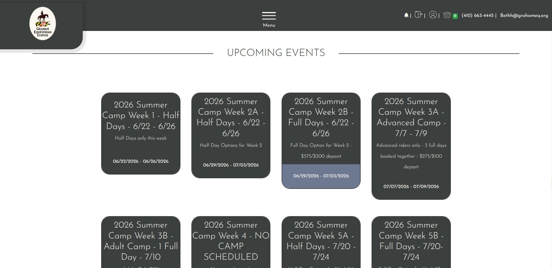 Click on "2026 Summer Camp Week 2B - Full Days - 6/22 - 6/26"