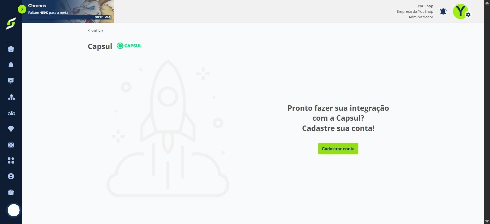 Clique em "Cadastrar conta".