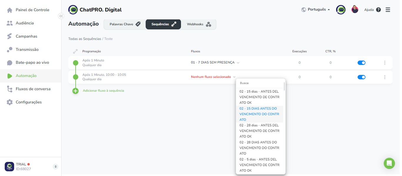 Click on "02 - 15 DIAS ANTES DO VENCIMENTO DO CONTRATO"