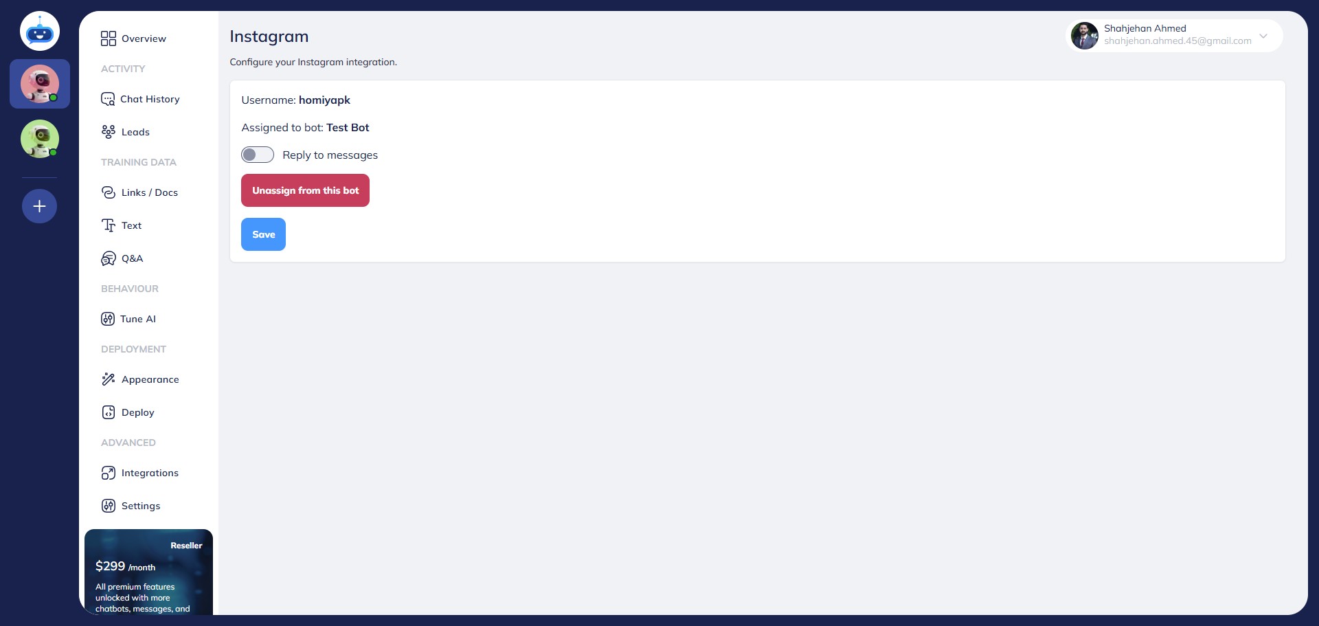 Turn on the "Reply to Messages" toggle button.