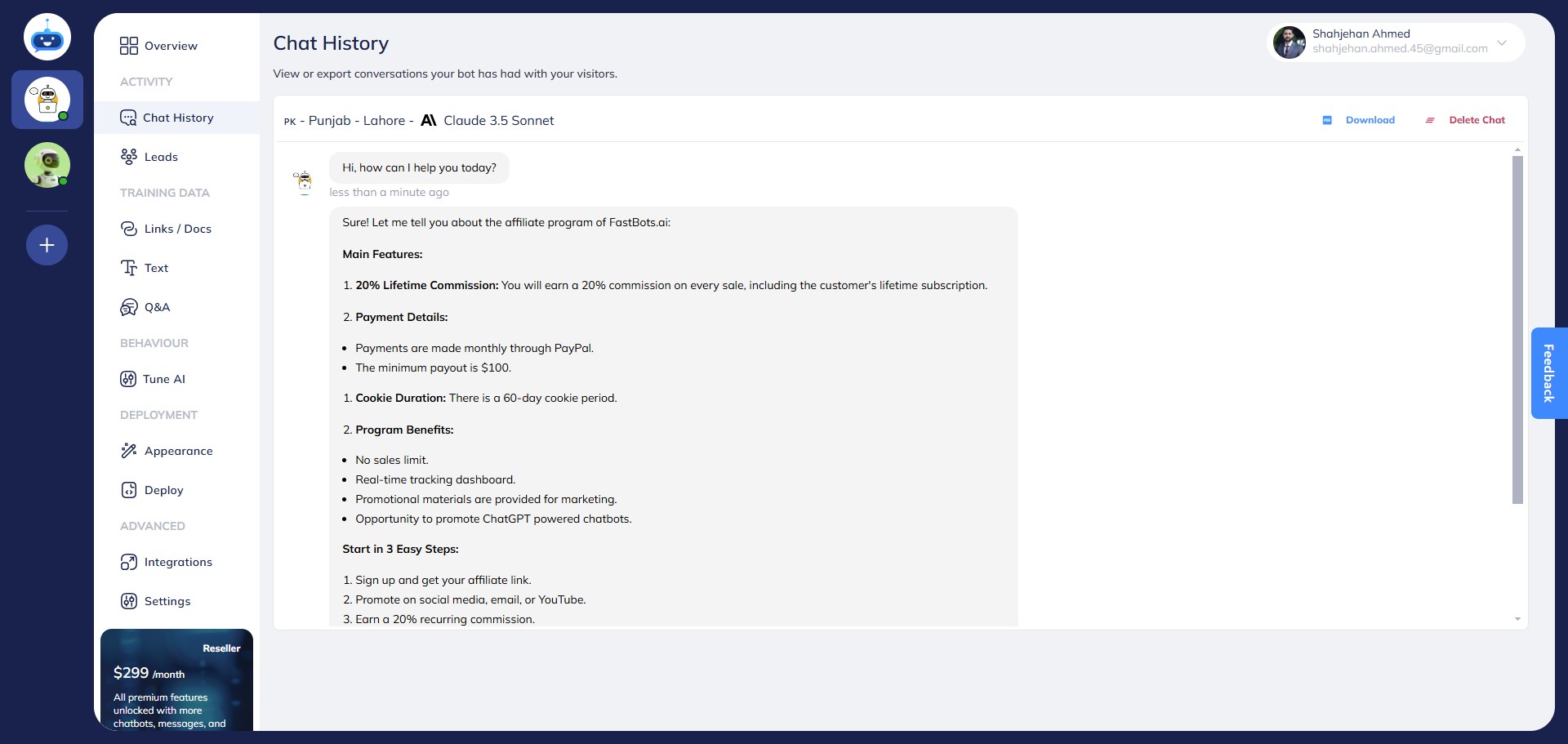 After clicking on view, you will be able to read the complete translated conversation in this format.