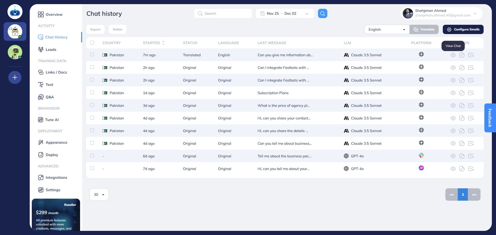 Click on the "View" button to read the translated transcript.