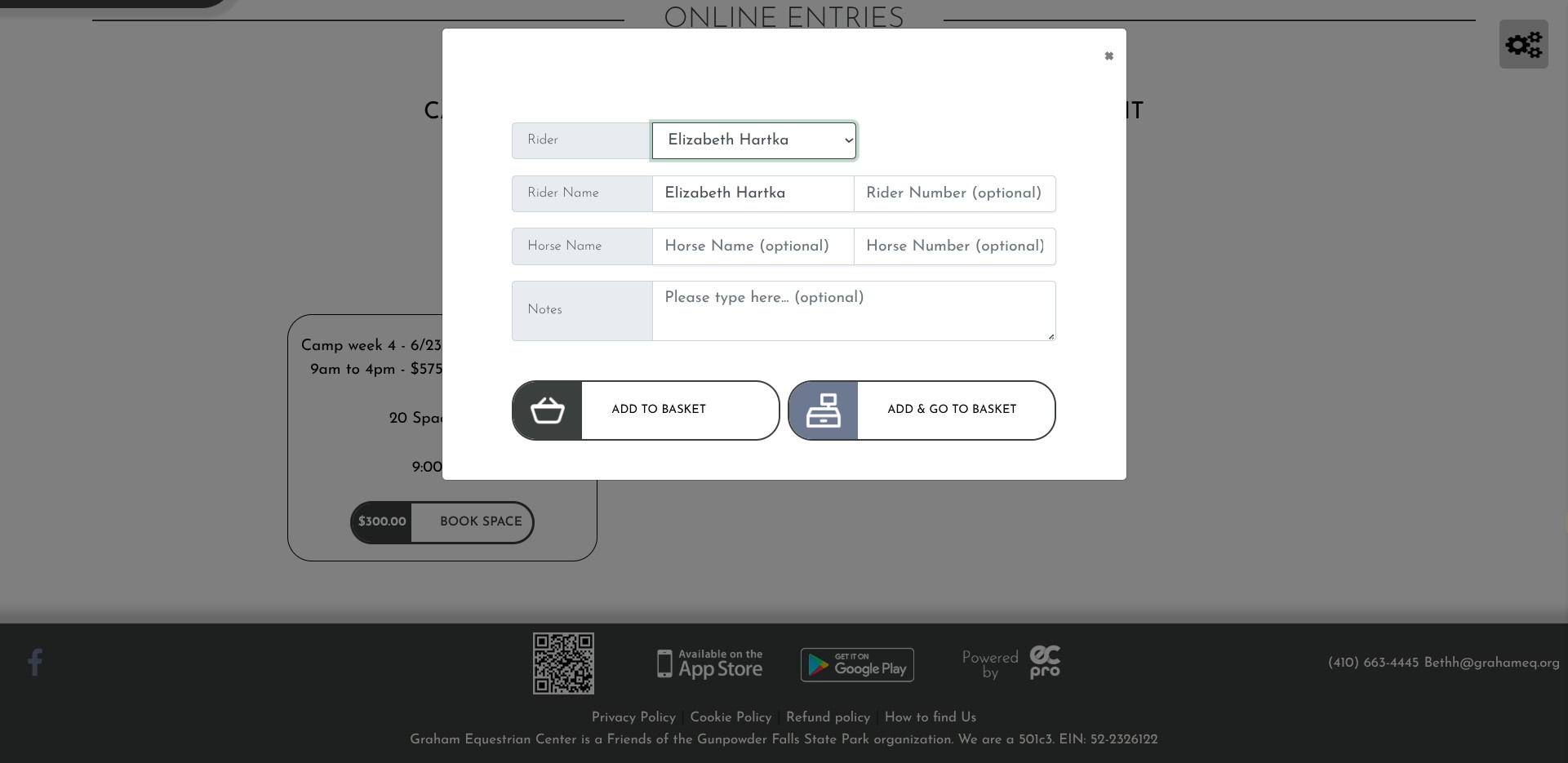 Click on "Add & Go To Basket"
