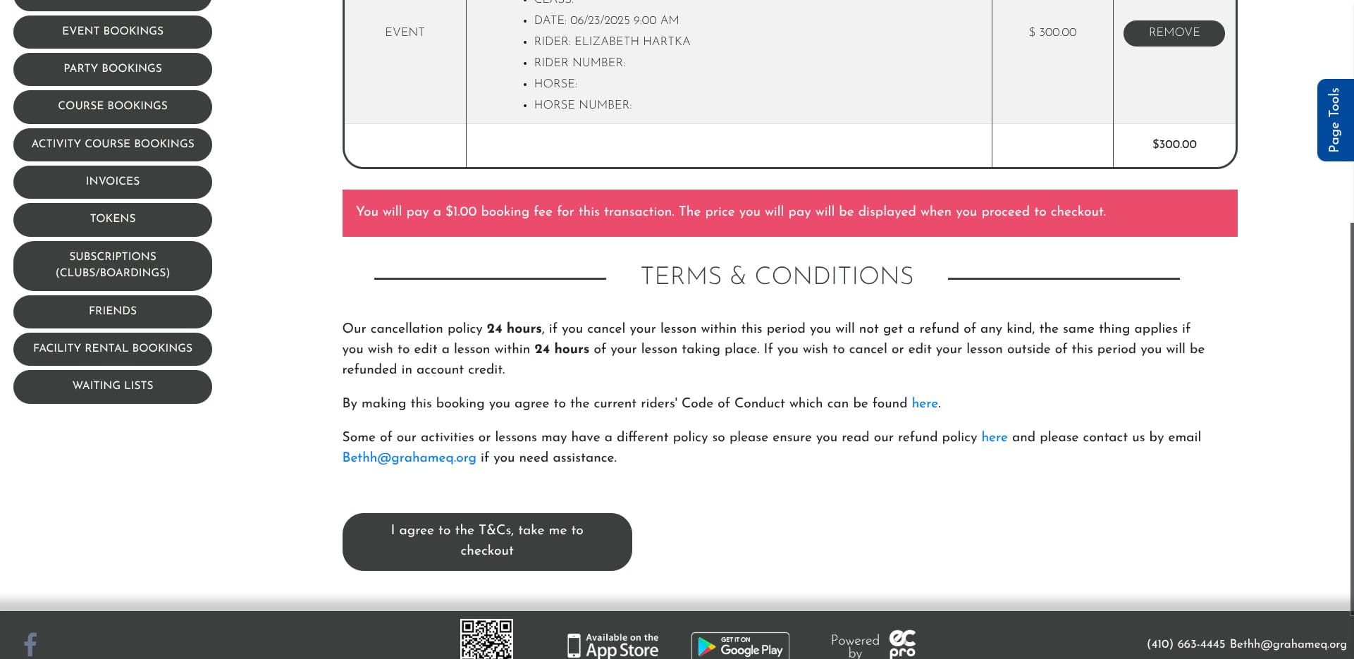 Click on "I agree to the T&Cs, take me to checkout"