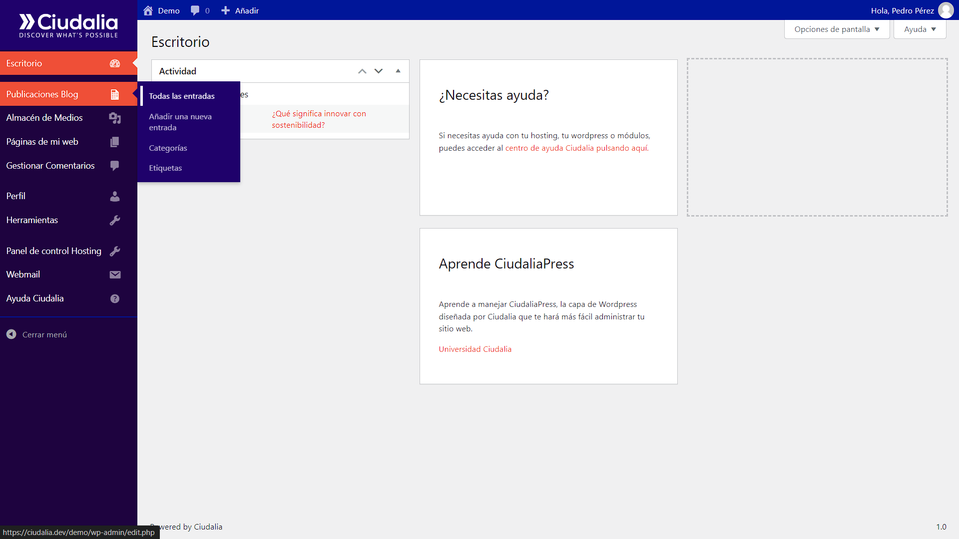 Luego, haz click en "**Todas las entradas**"