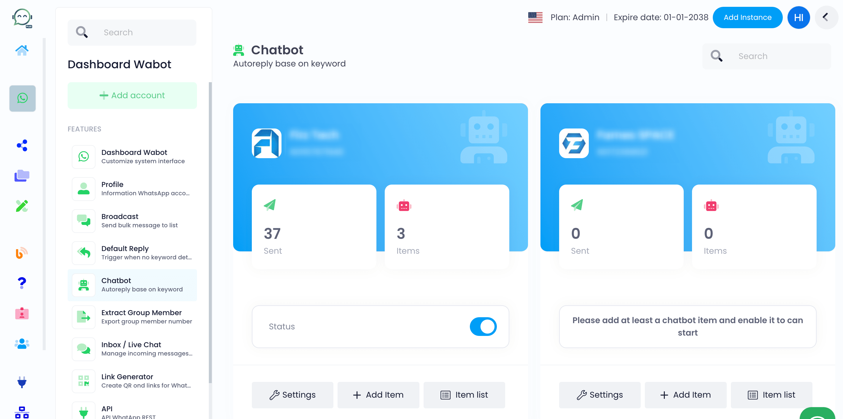 Open the chatbot, choose the profile you want to export, and then select "Item List"