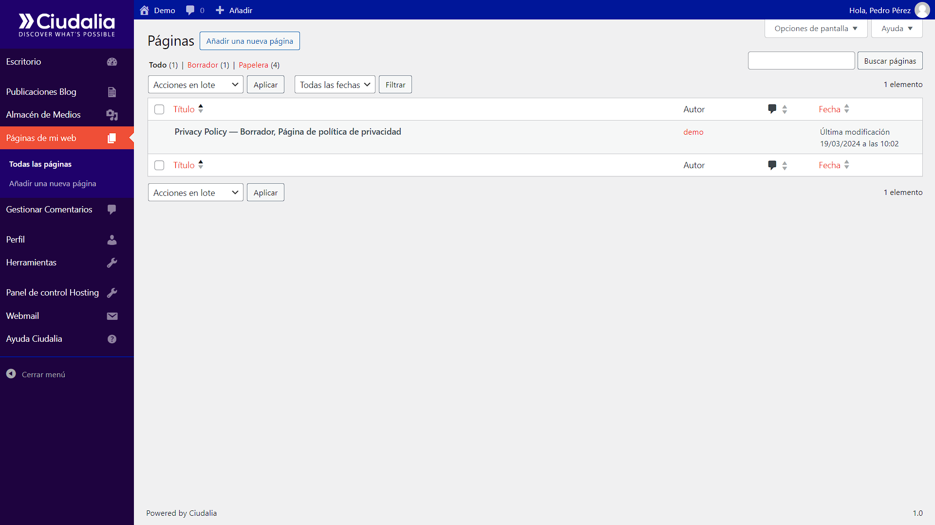Pulsa en el botón de "**Papelera**"