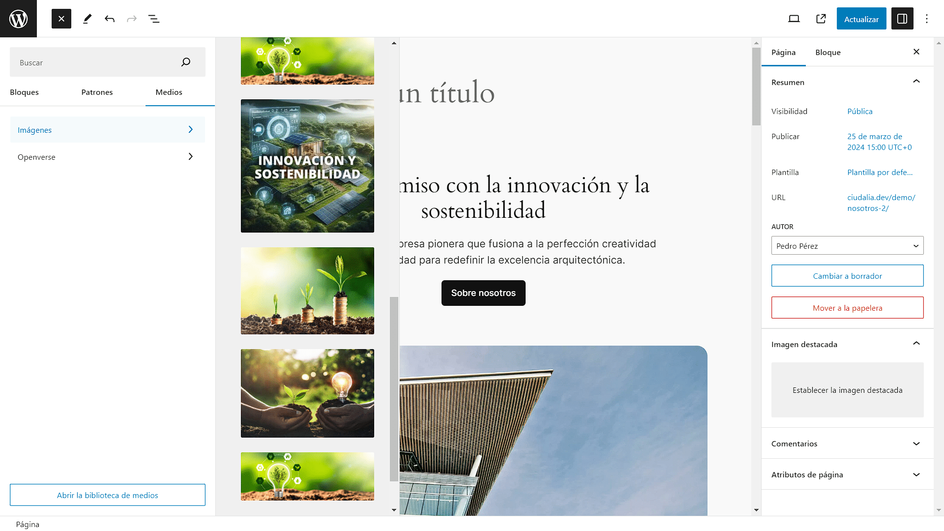 Y una lista de la biblioteca de medios