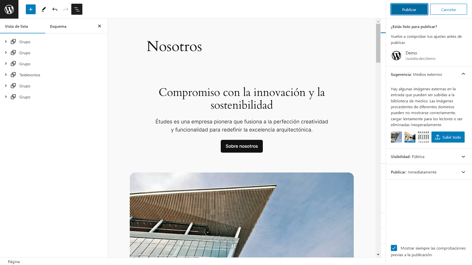 Por último, haz click en "**Publicar**" para aplicar los cambios realizados