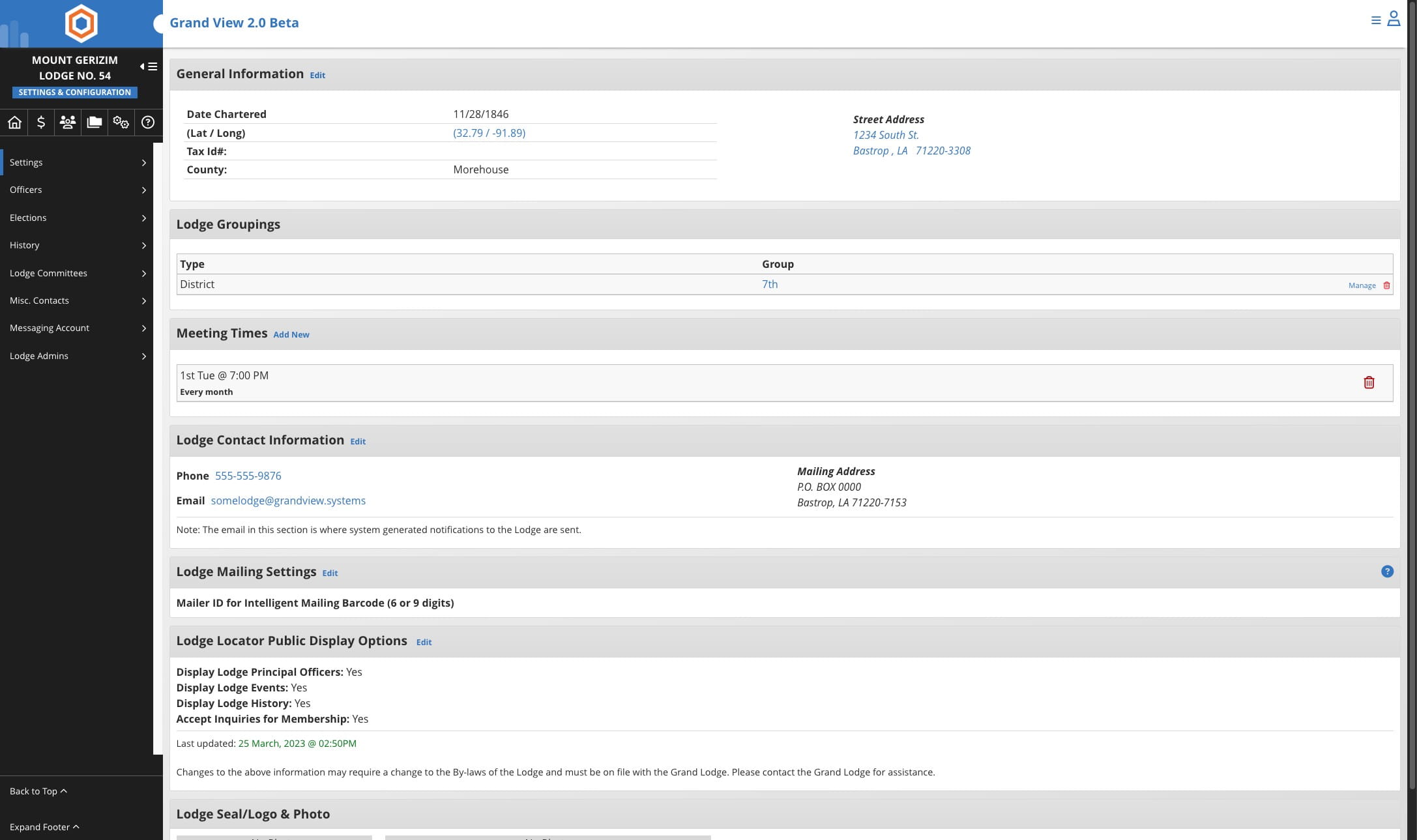 Click on "Edit" next to General Information
