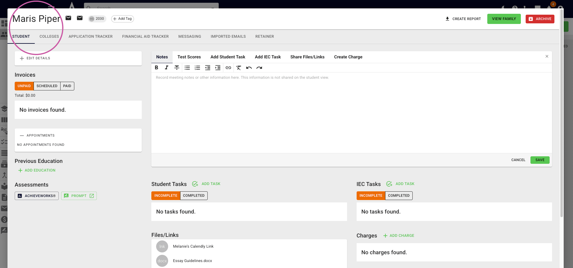 You can tell a student has completed setting up their Account when the orange **Send Account Invite** button no longer appears under the student's name.