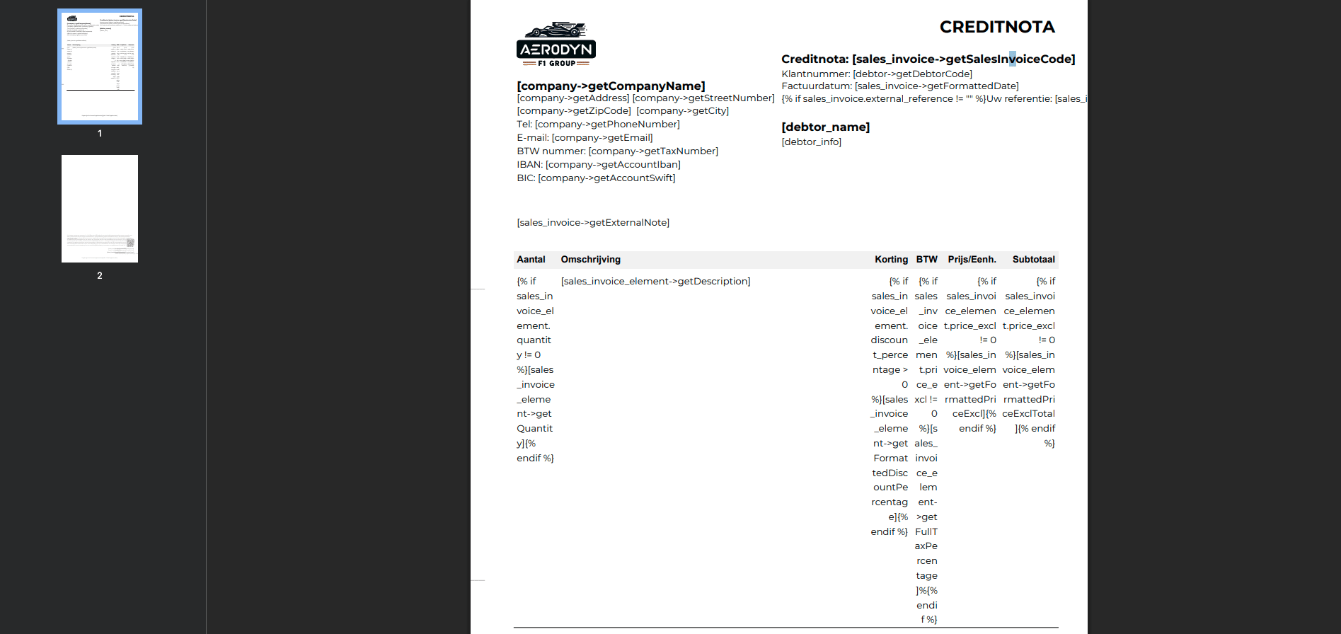 Controleer of de lay-out van je creditnota oké is, oudere Compufact klanten hebben mogelijk nog geen geen aparte layout voor de creditnota