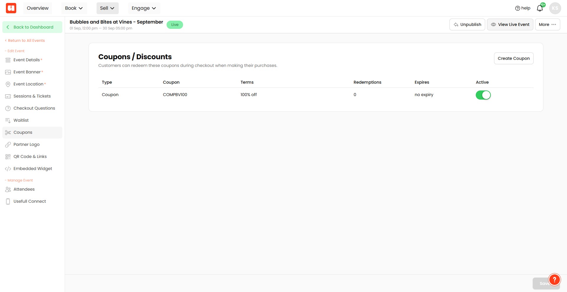 Open your event page. 