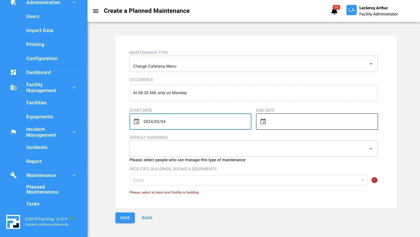 Select an Ending date