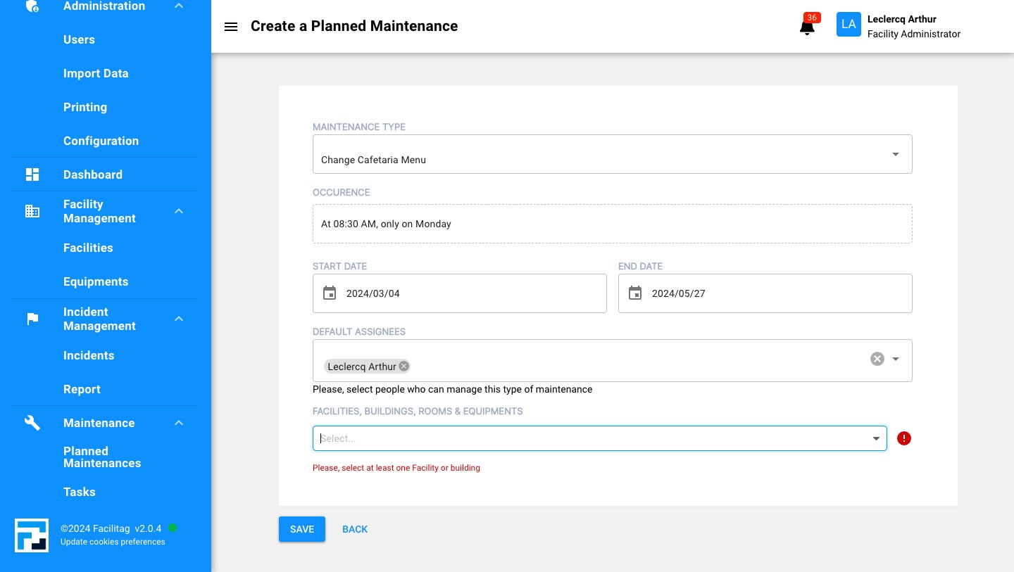 Select a Facility, Building or Room