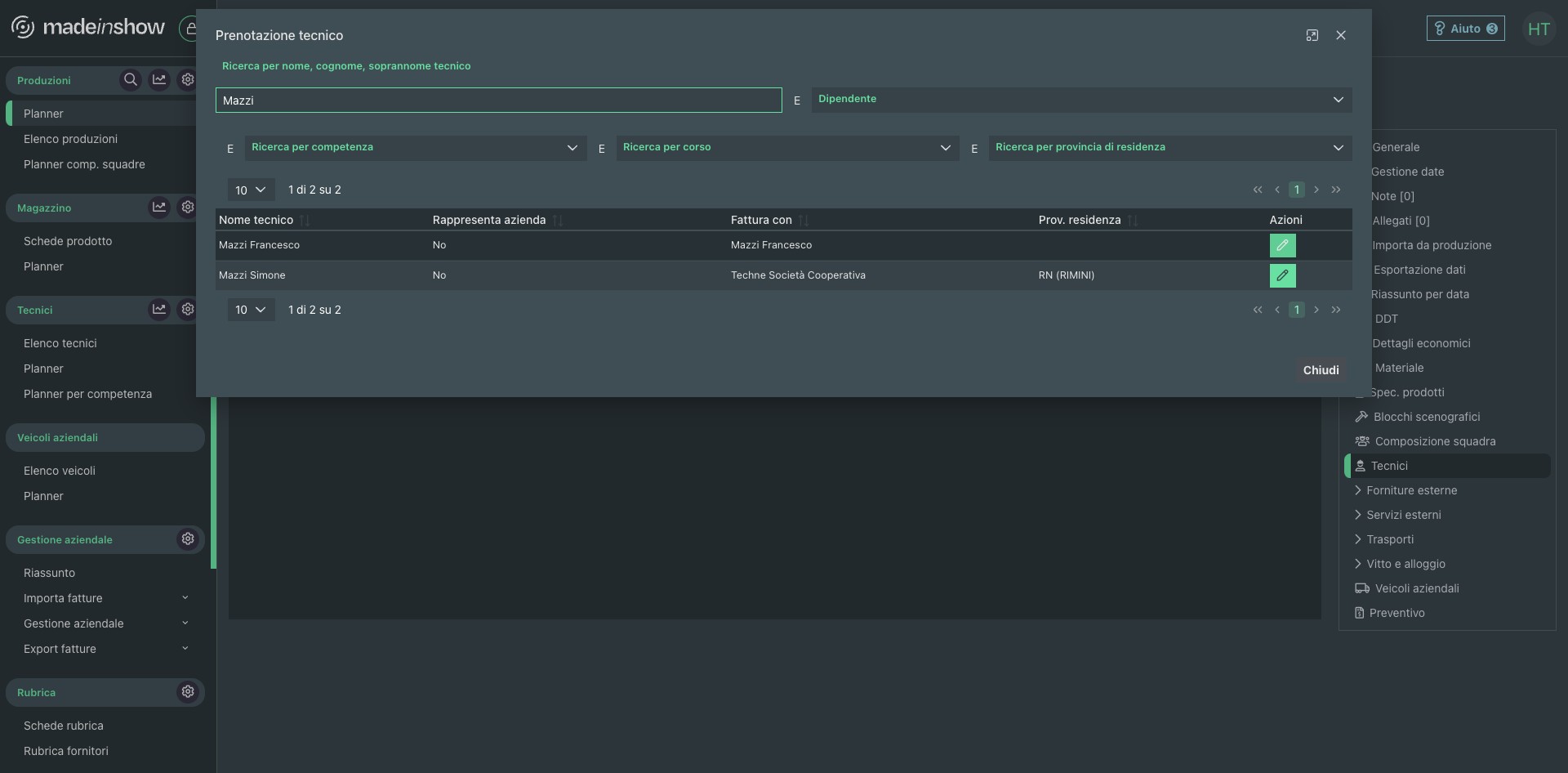 Ricercando il tecnico degli esempi precedenti "Mazzi Francesco"