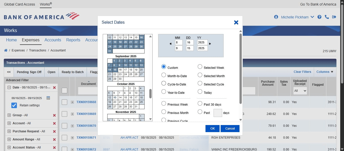 Select Cycle to Date