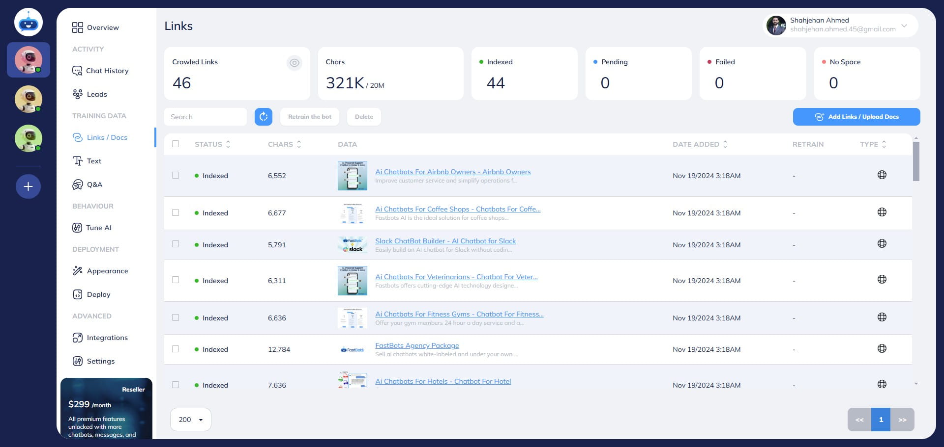 Refresh the app and make sure all the newly added URLs are indexed and showing a Green Dot under the status column.