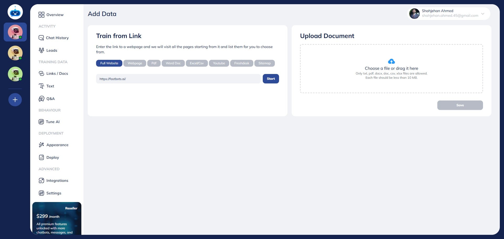 Enter the URL of the home page of your website and click on the "Start" button.