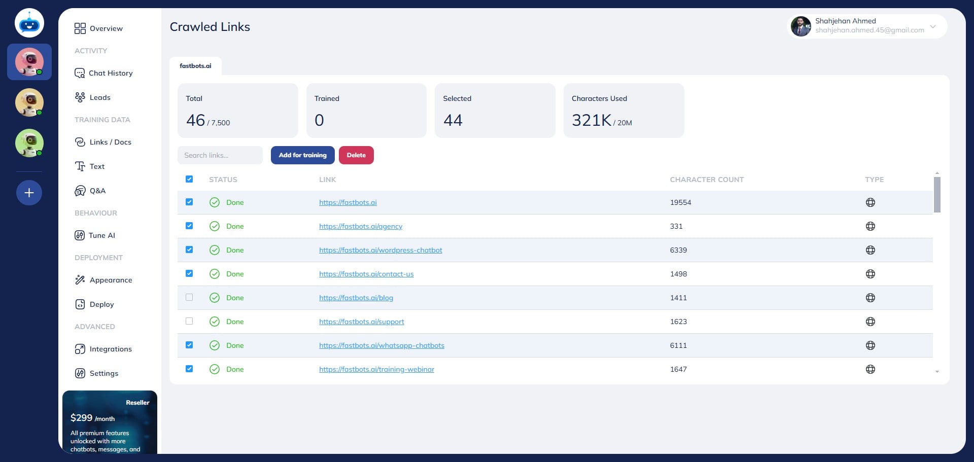 If you wish to remove certain URLs, just deselect them by clicking on the checkbox.
