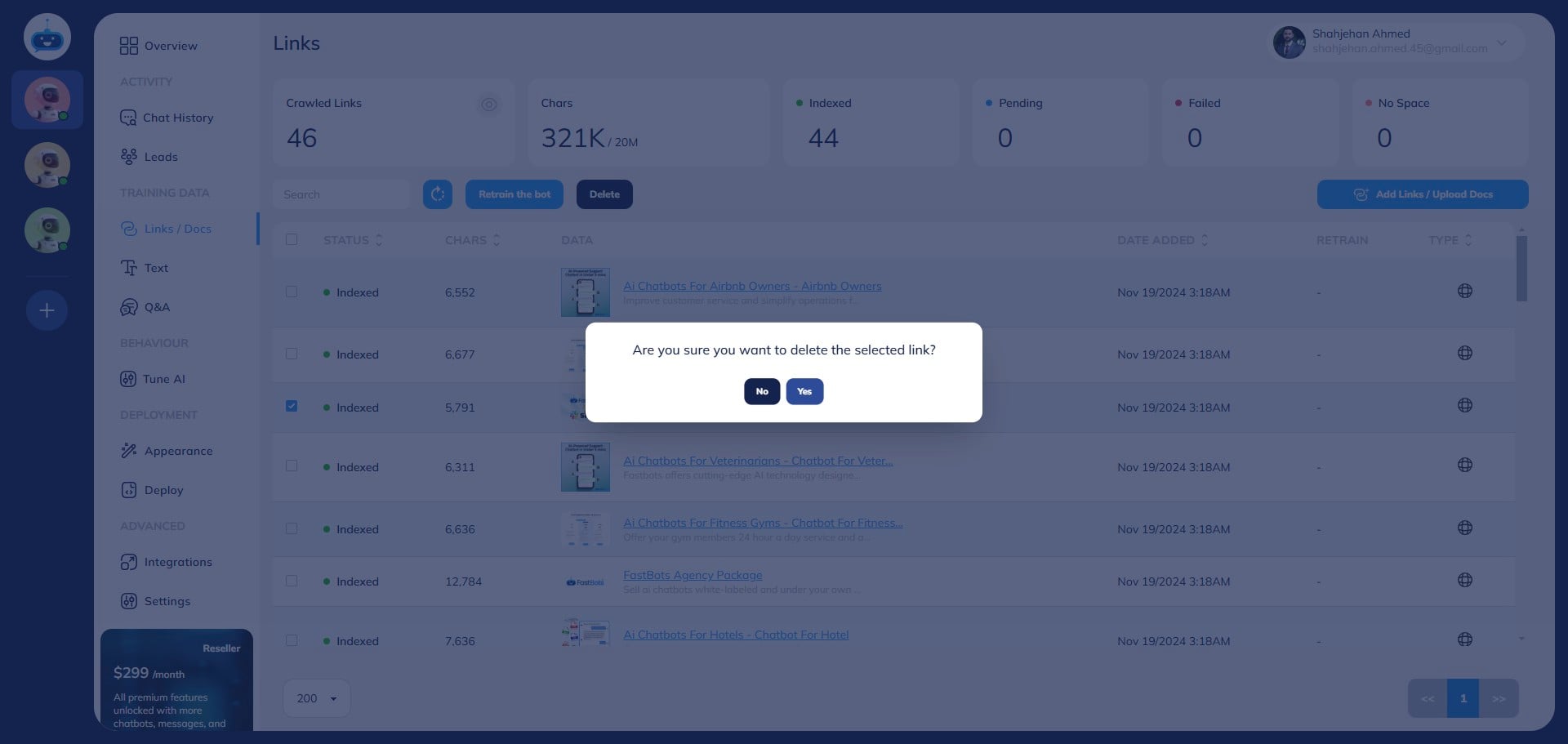 Click on "Yes" to Delete.
