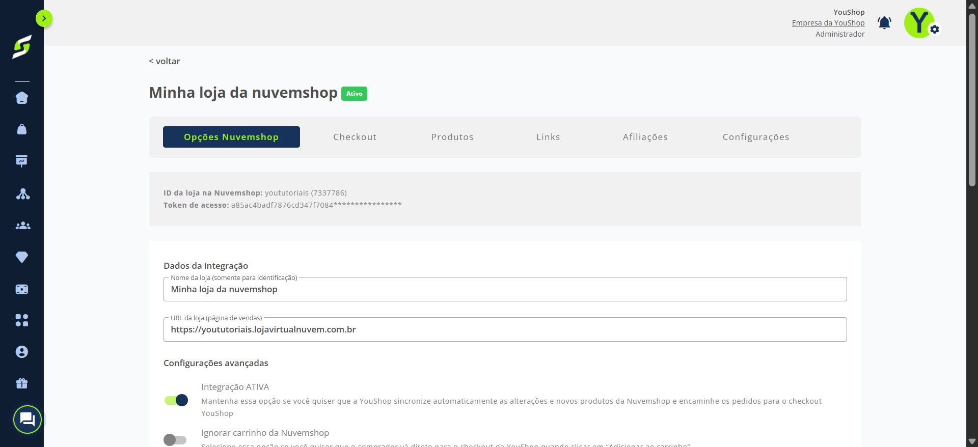 Pronto! Sua loja foi conectada com sucesso e já pode ser configurada conforme sua necessidade.
