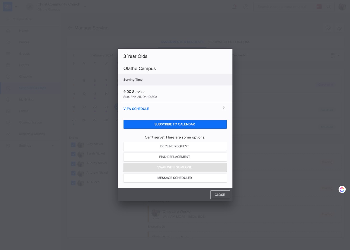 To request a time to "Swap With Someone," select that option.