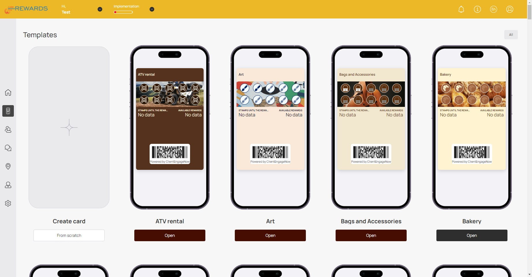 Select a template that matches your business and click on "Open"