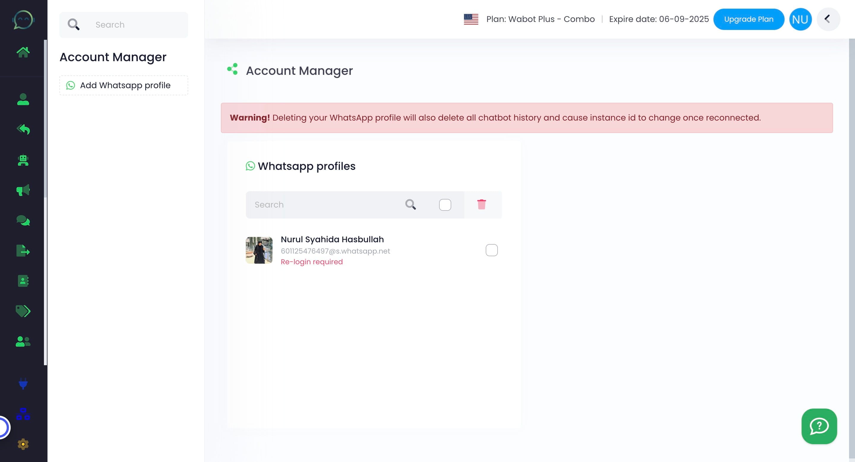 Click on the profile you want to change